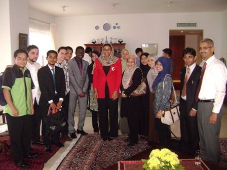 Yassmin Abdel-Magied (in red jacket), founder of Youth Without Borders from Australia with guests at a lunch reception hosted by Haji Ridwaan Jadwat (right), Counsellor of Australian High Commission.